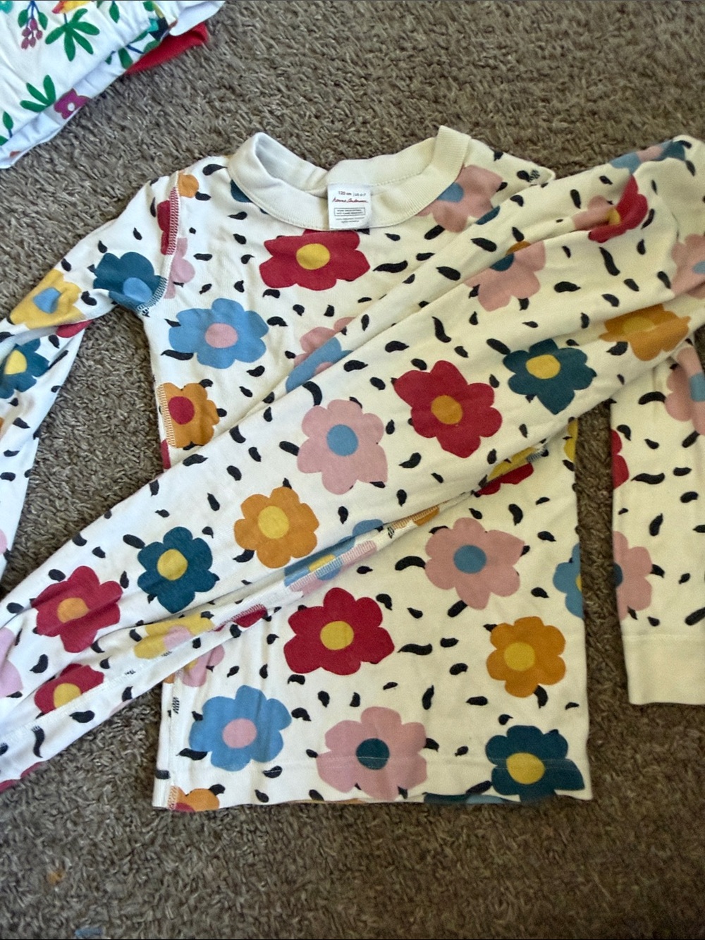 Hanna Andersson White Long Sleeve Top with Multi-Color Floral Print